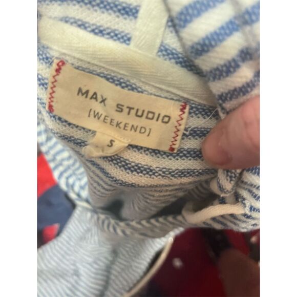Max Studio Weekend Women's Striped Hooded Sweatshirt Blue Size S - Picture 2 of 2